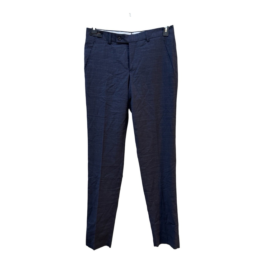 Ted Baker Mens Jerome Wool Pants Blue Size 30R Plaid
